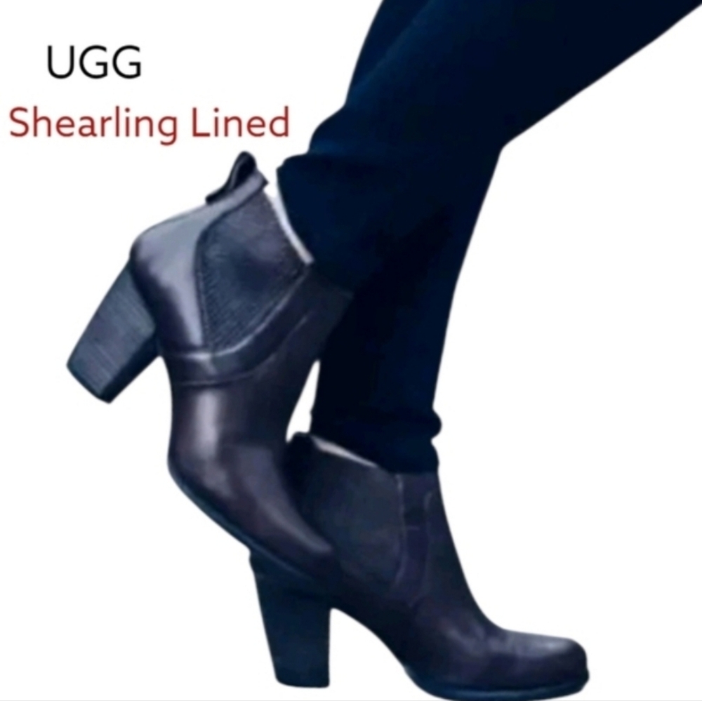 UGG Shearling Water Resistant Cobie II Leather Ankle Heel Boot Shoe Women 8.5